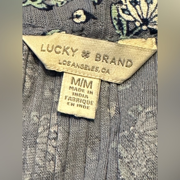 Lucky Brand Crinkle Top Spring Floral Flare Sleeve Round Scoop Waist Medium - Picture 10 of 17